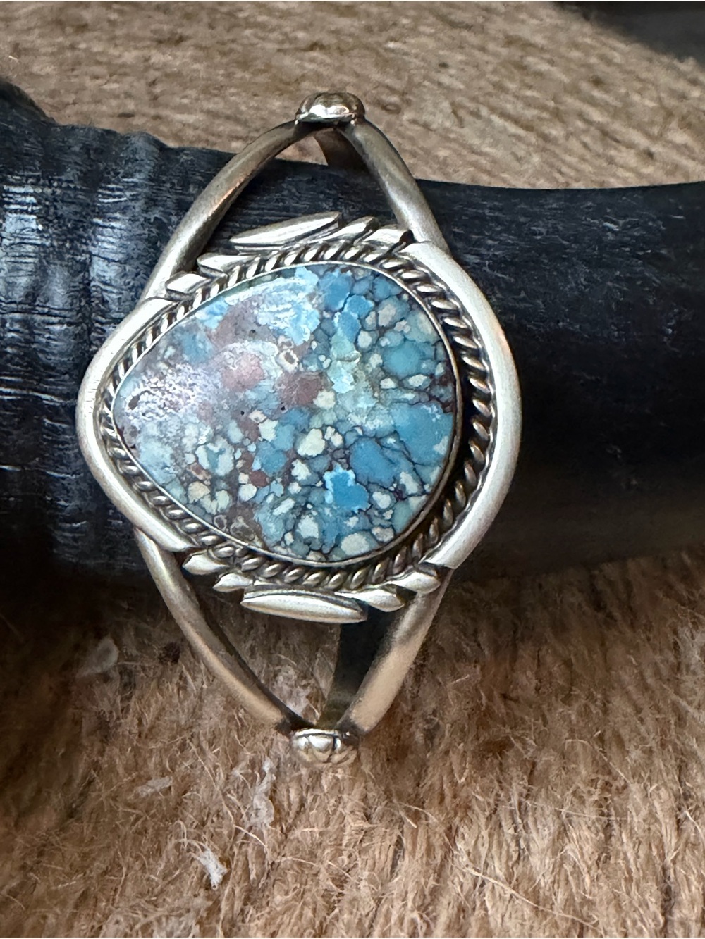 Donavan Skeet Sterling Silver Golden Hills Turquoise Matrix Cuff Bracelet - Picture 6 of 13